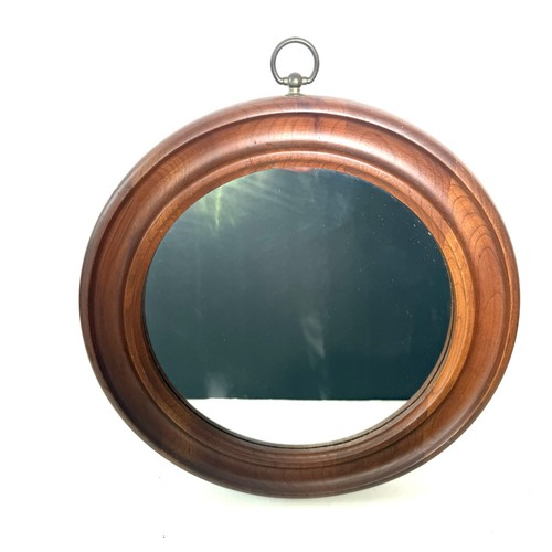 Round teak tone wood framed - round,
