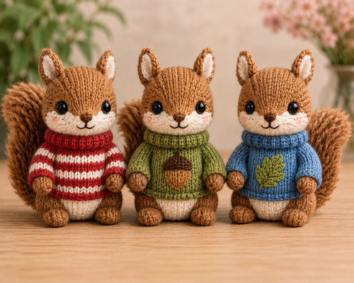 Mini squirrels knitting - mini,