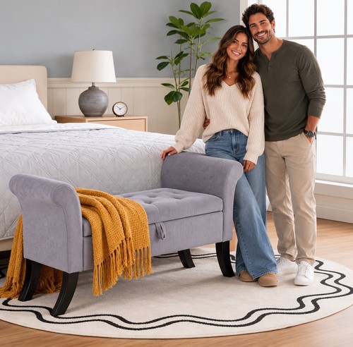 Velvet ottoman chaise - ,