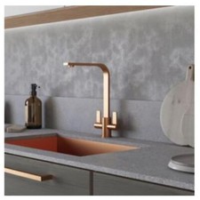 Ceki Twin Lever Kitchen Tap Brushed Copper Kitchen Mono Tap Sink 