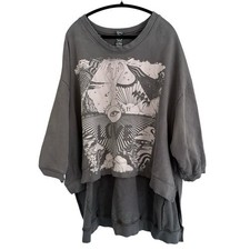 Magnolia Pearl Paradise Hi-Lo Francis Ozzy Gray Oversized Top Jersey shirt-OS