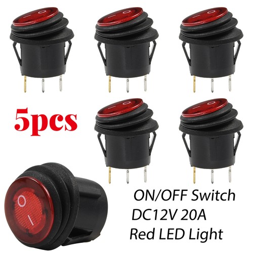 5pcs 12v off round - dc, on/off