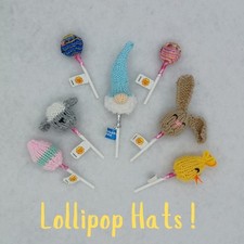 🍭KNITTING PATTERN🐣Easter DK Lollipop Hat Toppers Egg Hunt Bunny EASY Charity