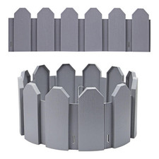 8 Grey Plastic Wooden Effect Lawn Border Edge Garden Edging Picket Fencing Set