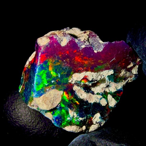 Natural black fire opal - black,