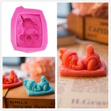 3D Sleeping Baby With Pillow Nappy Bob Hat Cake Topper Silicone Mould Icing DIY