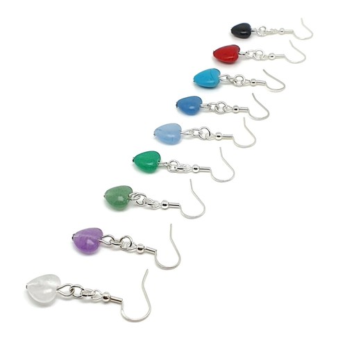 Heart earrings small gemstone - earrings,