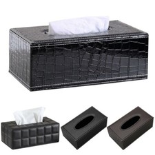 PU Leather Tissue Box Holder Black Tissue Holder for Home Kitchen Office Car
