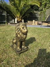 Large Stone Garden Lion Statue Ornament Bronzed Frostproof Lacquered Detailed 