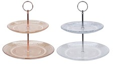 2 Tier Glass Cake Stand Vintage Style Wedding Cupcake Stand Food Biscuit Stand
