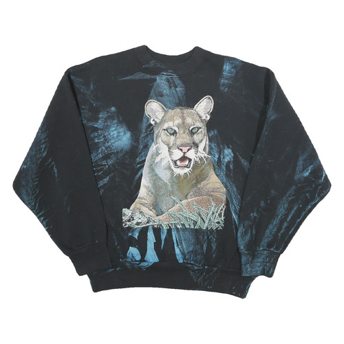 Mens black sweatshirt cougar - black,