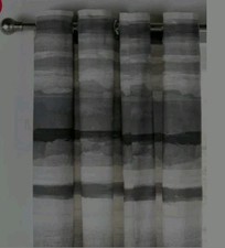 Argos Watercolour Stripe Lined Eyelet Curtains Brand New 66 X 72" Grey Shades 