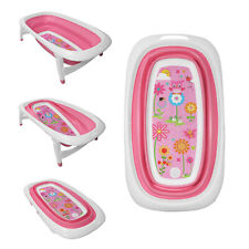 Baby Bath Time Pink Floral Design Foldable Splash & Play Transportable BathTub