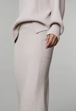 BNWT Jaeger Merino Wool Knitted A-line Midi Skirt Ivory/Oyster/Blush RRP £125