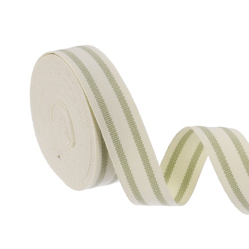 Natural cotton striped ribbon - natural,