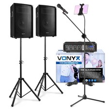 VX210 Professional Karaoke System - Speakers, Amplifier, Microphone Tablet Stand