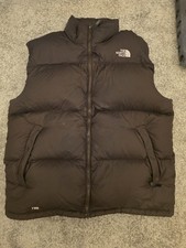 The North Face Mens Nuptse Vest Gilet Goose Down 700 XL Brown Body Warmer