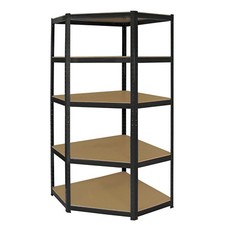 5 Shelf Heavy Duty Boltless Corner Shelving Unit Garage Shop Display Rack BLACK