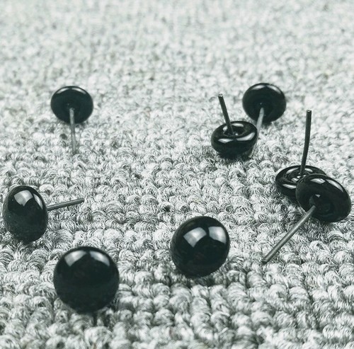 Black glass pin - , eyes,