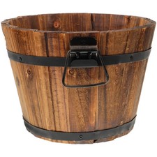  Flower Pots outside Wooden Barrel Planters for Outdoor Plants Bucket