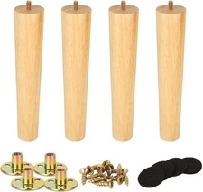 Set of 4 Replacement 25cm/10” Wooden Furniture Legs - Natural Solid Wood