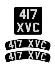 Lambretta Vespa vintage bike Number Plate set Black & Silver Vinyl front & rear