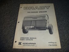 Koehring Brady 141A Manure Spreader Parts Catalog & Operator Manual 716-10206 xz
