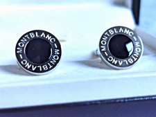 Mont Blanc Meisterstück cufflinks onyx platinum plated, new.