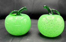 Pair Green Hand Blown Art
