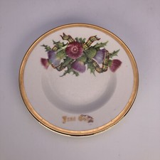 Crownford Ceramic Plate / Dish Souvenir Oban Scotland Thistle & Tartan Burslem