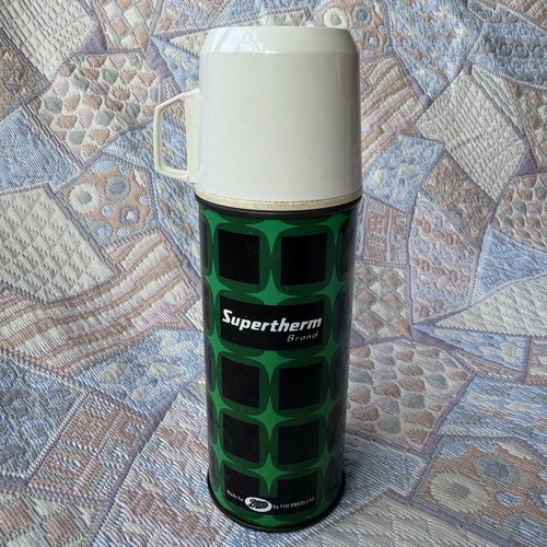 Vintage thermos flask green - vintage,