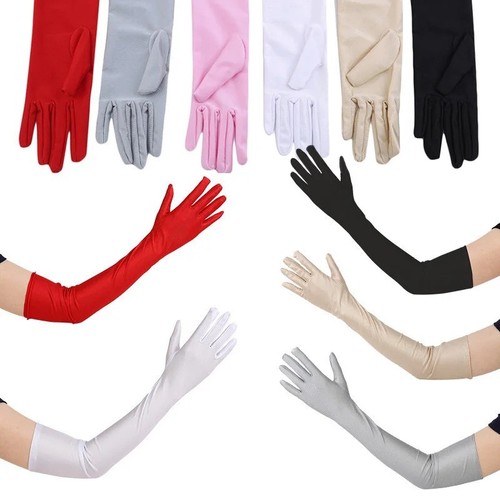 Long satin opera gloves - gloves, women