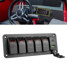 5 Gang Red LED Light Rocker