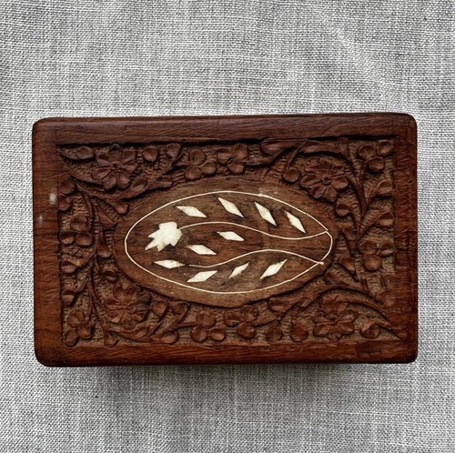 Vintage hand carved hinged - carved,
