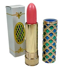 1972 Avon Empress Pandora Pink Lipstick in Mermaid Scale Enamel Metal Case NOS