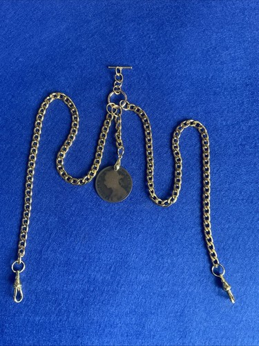 Gold plated double albert - gold,