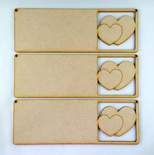 3x MDF WOODEN WEDDING HEARTS