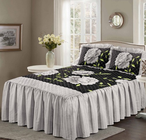 Floral quilted bedspread bed - floral,
