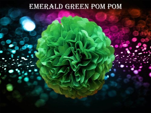 Emerald green tissue pom - tissue, poms