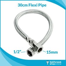 Flexi Tap Connector with Isolation Valve 15mm x 1/2" BSP x 300mm WRAS Approved