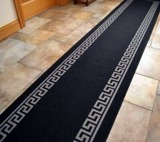 Black Carpet Runner Grey Greek