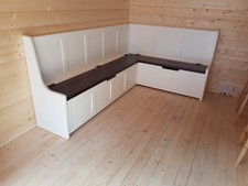 Rustic Handcrafted solid Pine Corner Bench Painted