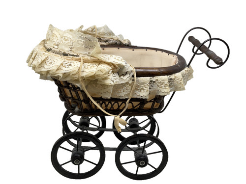 Antique wicker doll - wicker, pram