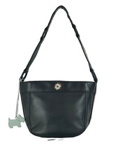 Radley Shoulder Bag or Grab Bag Small Black Leather Short Handle Vintage Used