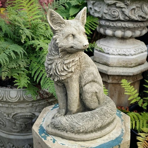 Regal fox stone statue - regal,