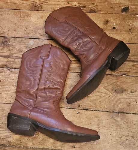 Vintage brown leather cowboy - leather,