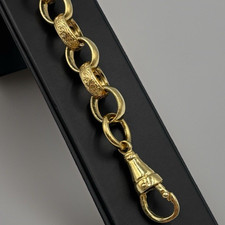 Mens 9ct Gold on Silver Belcher Bracelet 9" 13mm Heavy Solid Chain