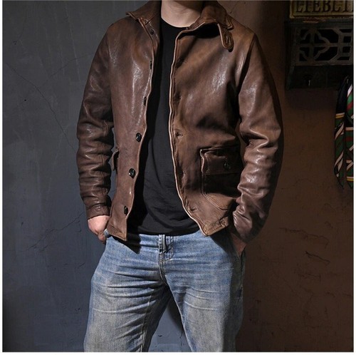 Mens vintage waxed brown - waxed,