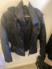 Zara Black Lightweight Hooded Puffa Jacket With Belt. Worn, No Tags. Size M