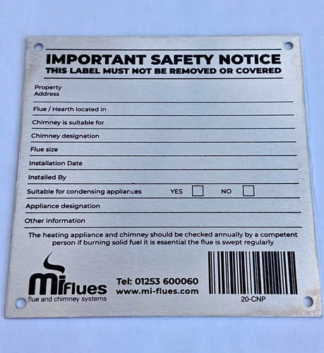 Chimney data plate for - chimney,